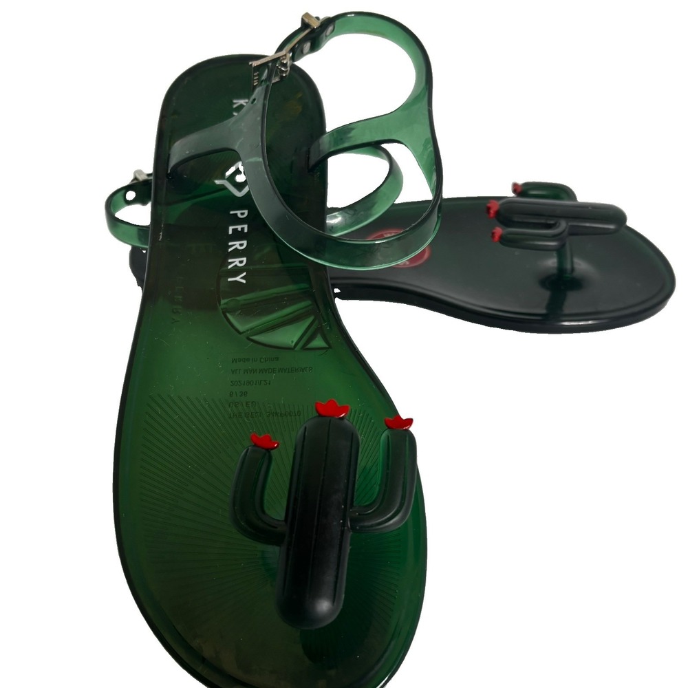 Katy Perry Women's The Geli Flat Sandal Cactus Green 6 US Cruise Resort Beach